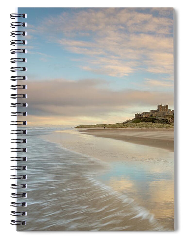 Bamburgh Spiral Notebook featuring the photograph A lovely end - Bamburgh Beach and Castle by Anita Nicholson