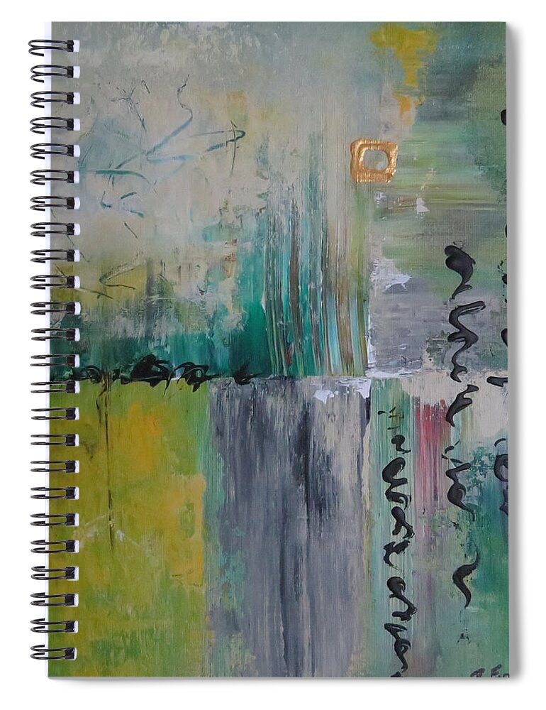 Abstract Spiral Notebook featuring the painting A Message From The Other World by Raymond Fernandez