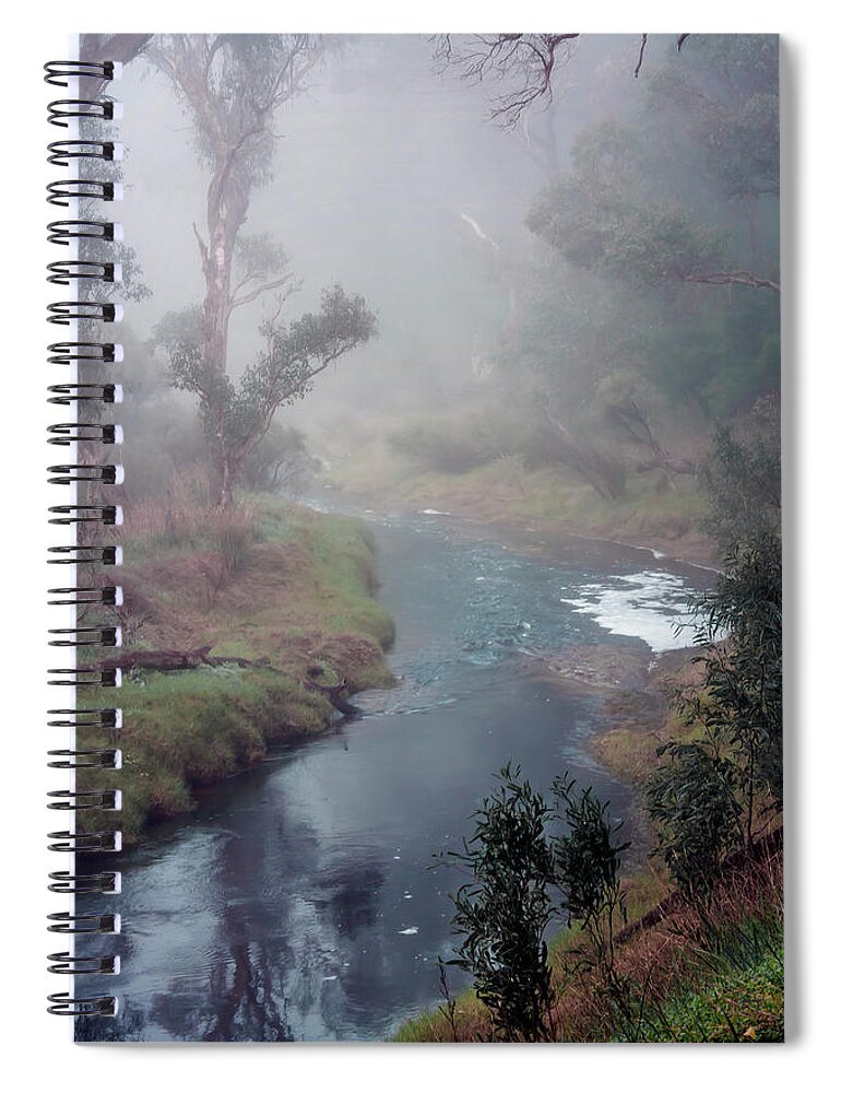 Waterway Spiral Notebook featuring the photograph A Misty Morning in Bridgetown 2. Western Australia by Elaine Teague