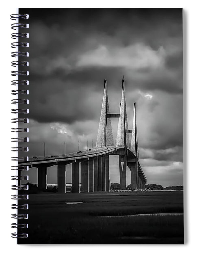 Bridge Spiral Notebook featuring the photograph A Moody Bridge by DB Hayes