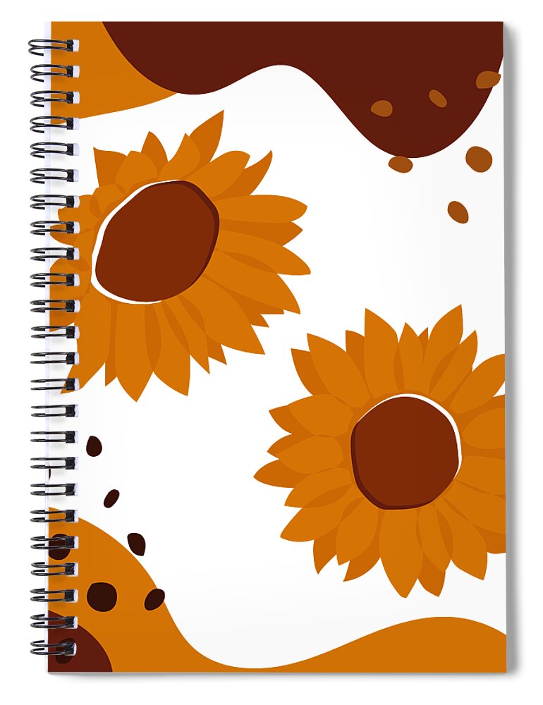 Sunflower Spiral Notebook featuring the drawing A Pair Of Sunflower by Mounir Khalfouf