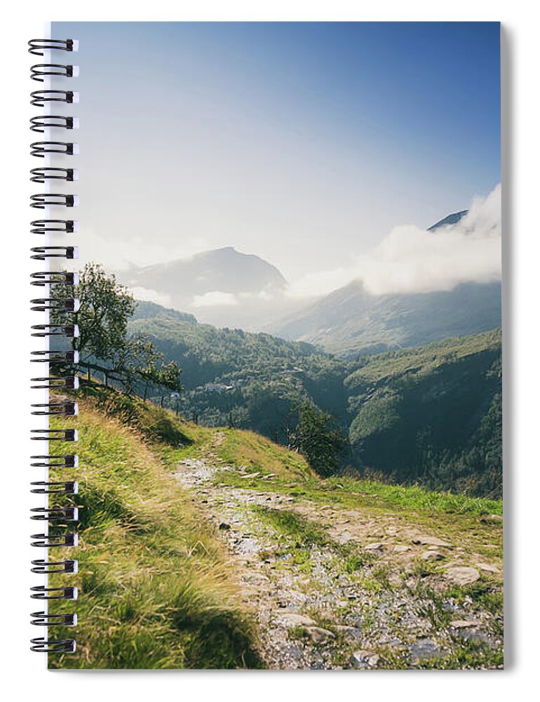 Mountain Spiral Notebook featuring the photograph A Path Among The Mountains by Nicklas Gustafsson
