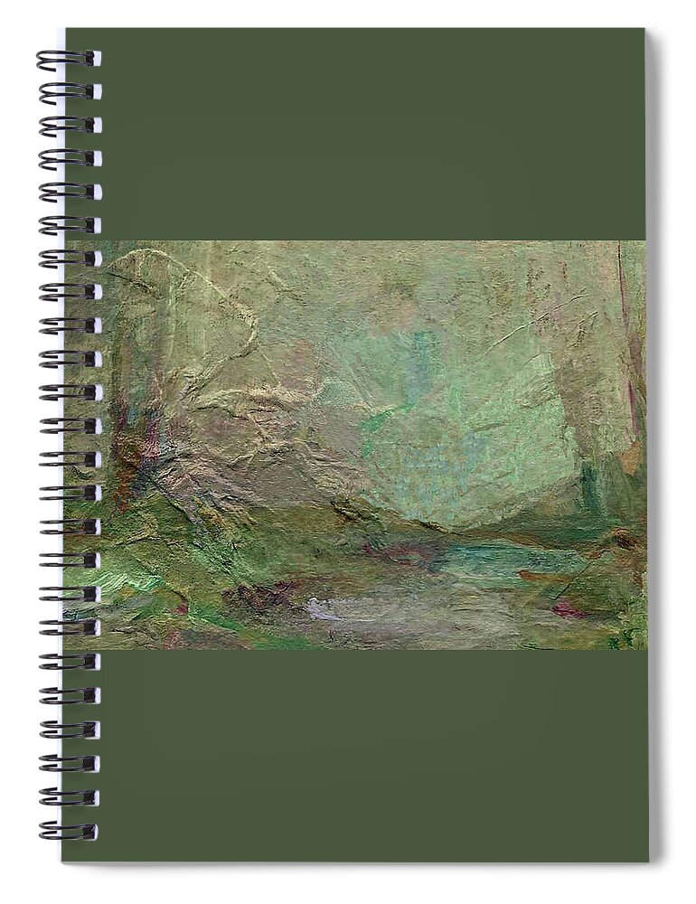 Misty Forest Spiral Notebook featuring the painting A Place in Time by Mary Wolf