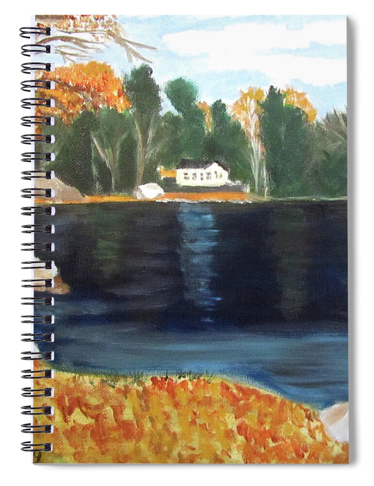 Maine Spiral Notebook featuring the painting A Quiet Day by Linda Feinberg