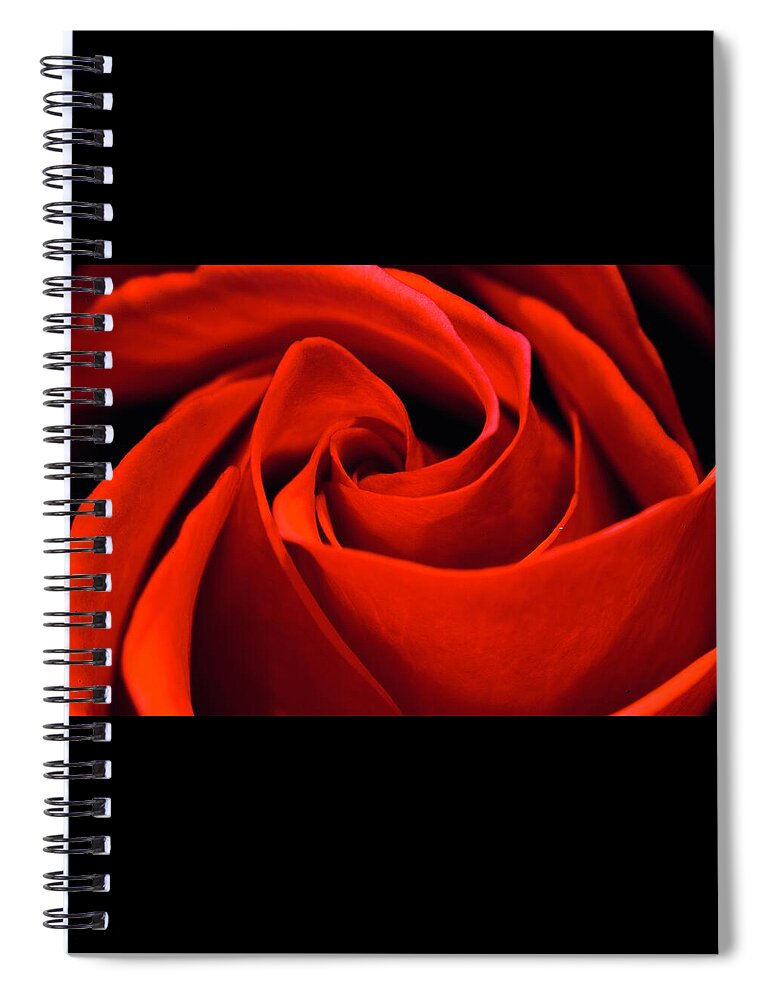 Red Rose Flower Love Symbol Valentine Sweet Scented Beautiful Pretty Elegant Macro Spiral Notebook featuring the photograph A Red, Red Rose by Blue Lens Photography UK photography by Neil R Finlay