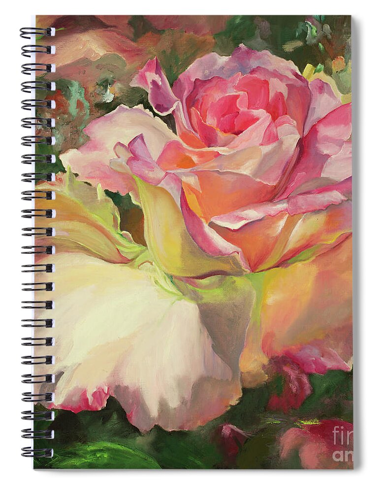 Flowers Spiral Notebook featuring the painting A Rose is a Rose by Radha Rao