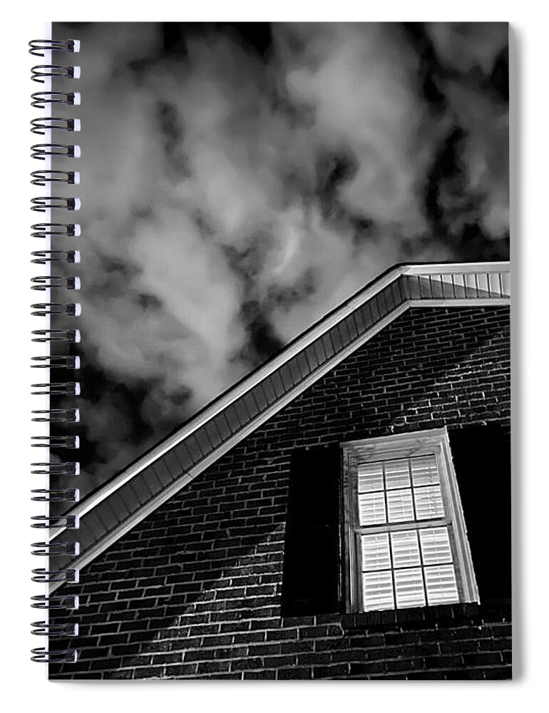 House Spiral Notebook featuring the photograph A Strange Thursday Night at Home BW by Lee Darnell
