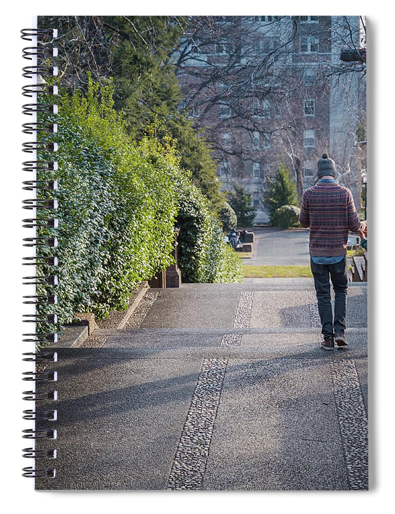 Couple Spiral Notebook featuring the photograph A stroll in a park by Agnes Caruso