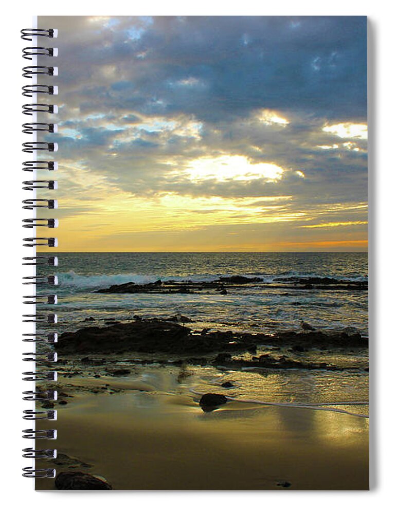 Beach Spiral Notebook featuring the photograph A Sunset with Peace by Marcus Jones
