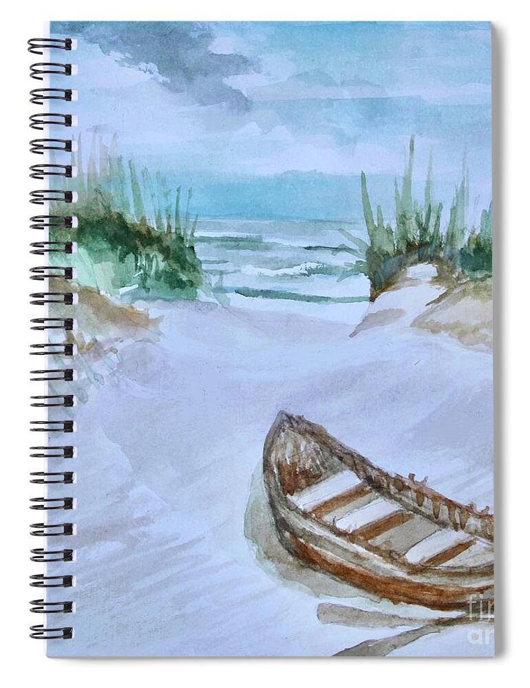 Landscape Spiral Notebook featuring the painting A Trip to the Beach by Elizabeth Robinette Tyndall