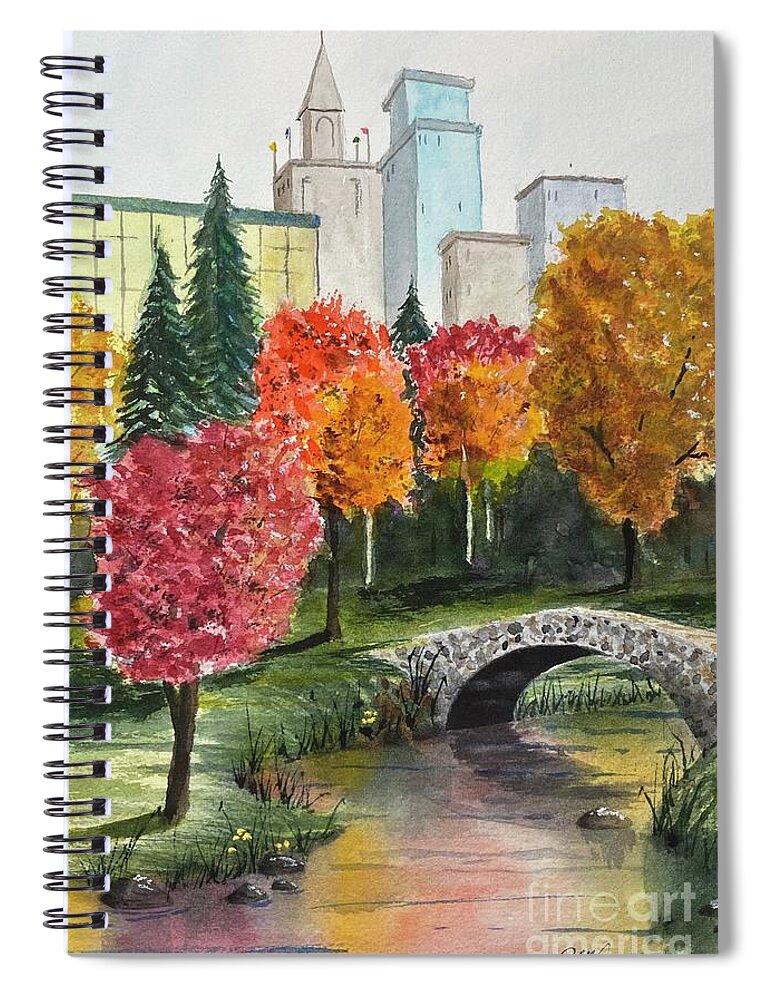Park Spiral Notebook featuring the painting A Walk in the Park by Joseph Burger