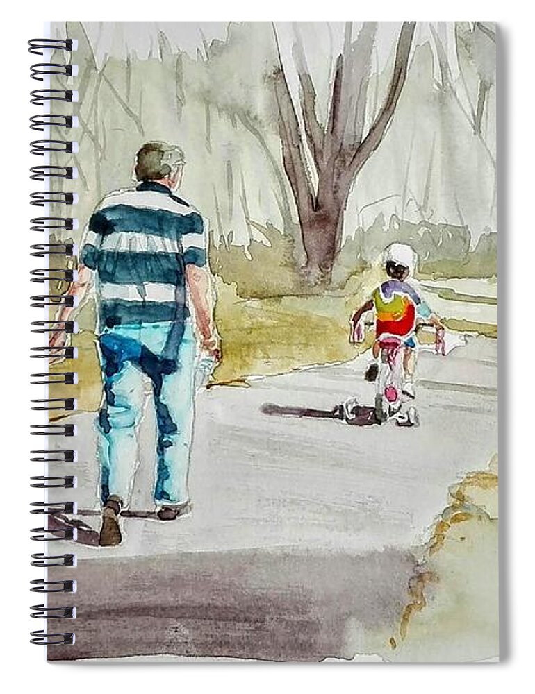People Spiral Notebook featuring the painting A Walk in the Park by Sandie Croft