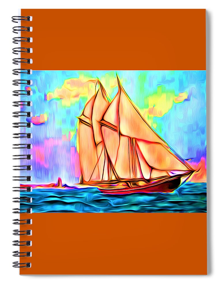 Abstract Spiral Notebook featuring the digital art A Wind at My Sails - Abstract by Ronald Mills