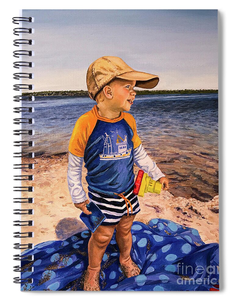 Oil Painting Spiral Notebook featuring the painting AB at The Pond on Marthas Vineyard by Sherrell Rodgers