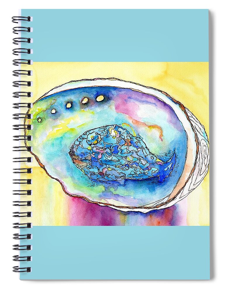 Shell Spiral Notebook featuring the painting Abalone Shell Reflections by Carlin Blahnik CarlinArtWatercolor