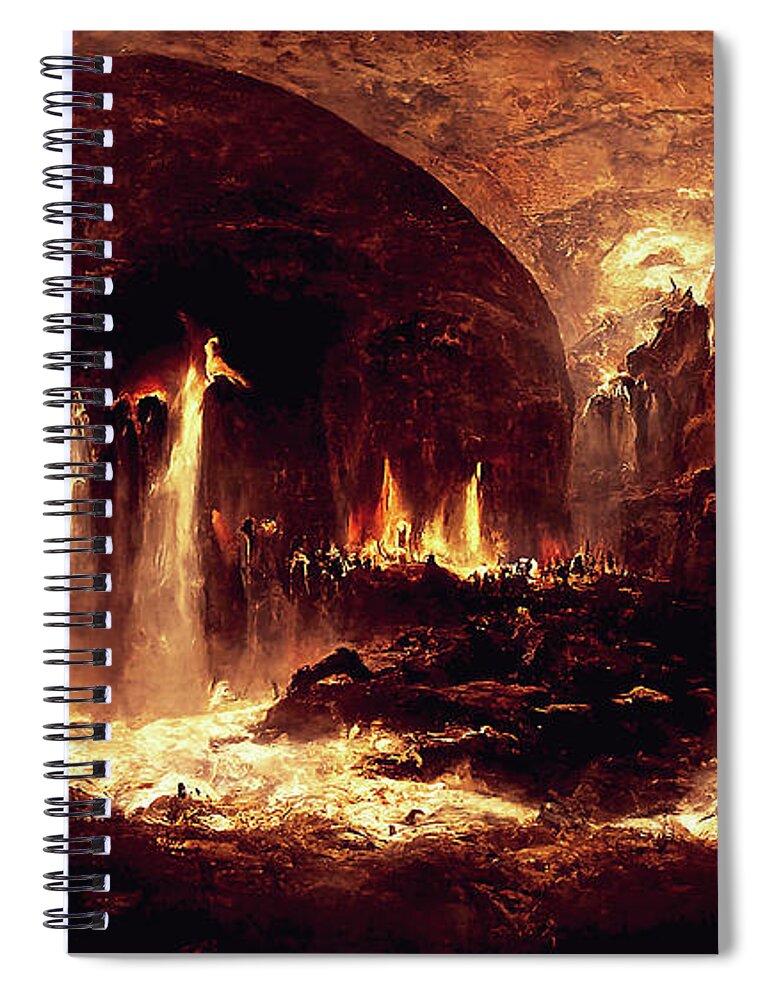 Dante Spiral Notebook featuring the painting Abandon all hope, you who enter here, 01 by AM FineArtPrints