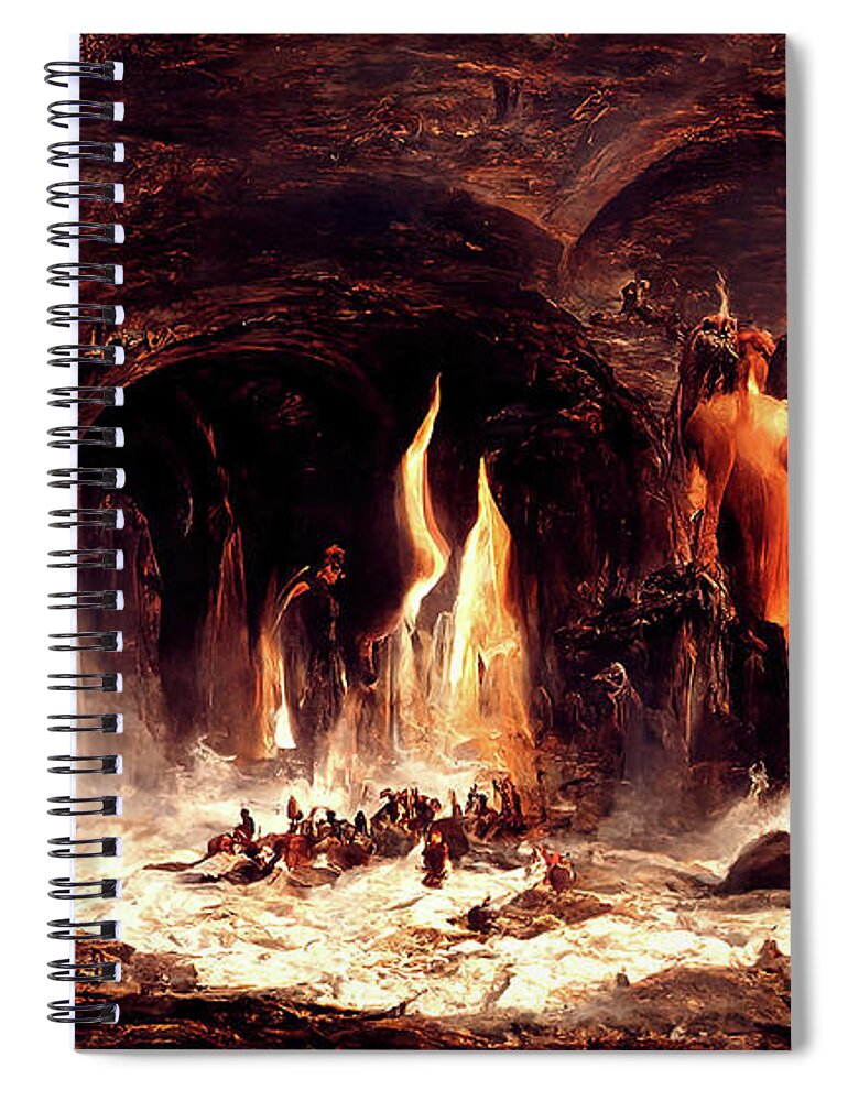 Dante Spiral Notebook featuring the painting Abandon all hope, you who enter here, 02 by AM FineArtPrints