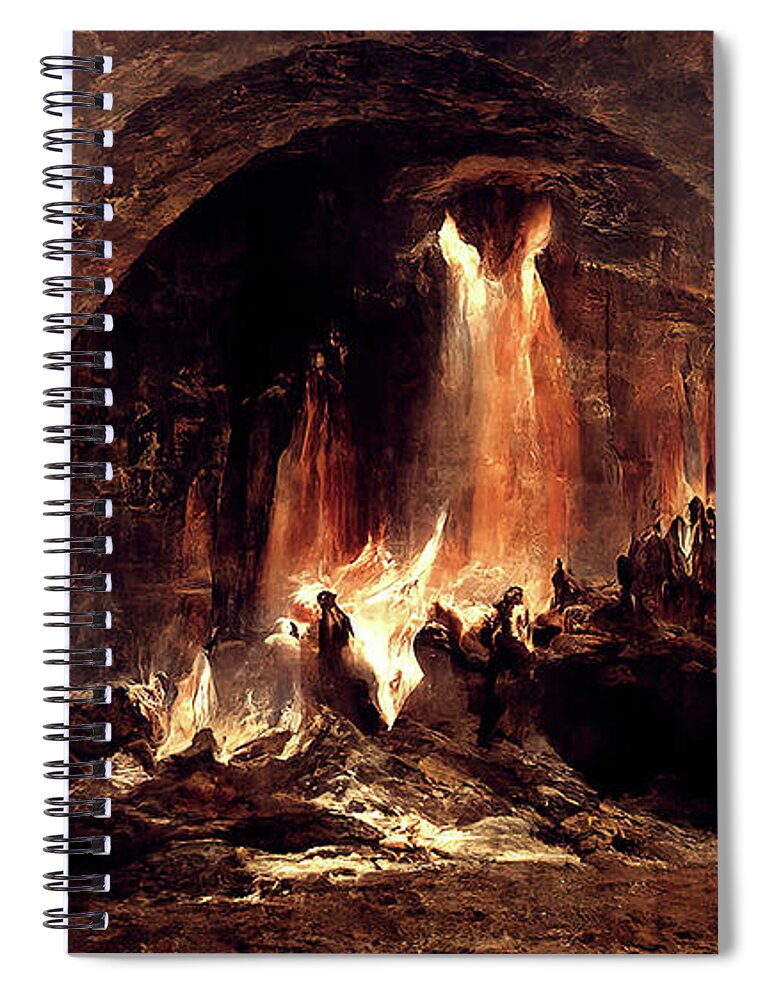 Dante Spiral Notebook featuring the painting Abandon all hope, you who enter here, 03 by AM FineArtPrints