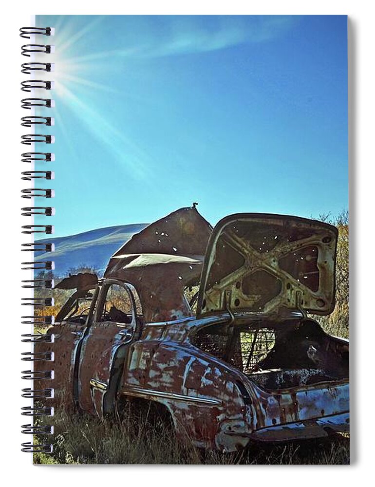 Spiral Notebook featuring the digital art Abandone Car R/C by Fred Loring