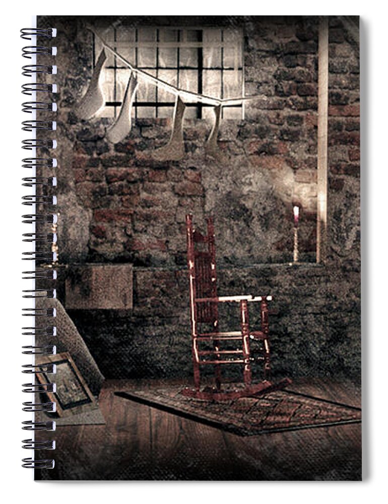 Abandoned Spiral Notebook featuring the digital art Old wooden Attic by Rose Lewis