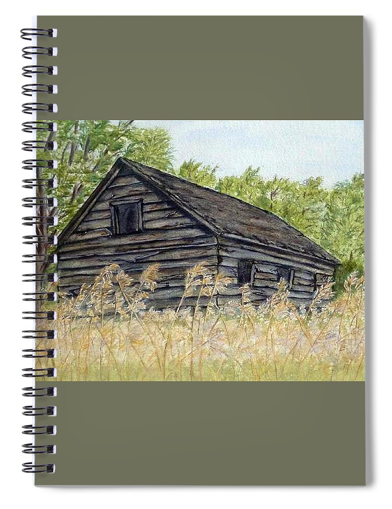 Cabin Spiral Notebook featuring the painting Abandoned Cabin by Kelly Mills