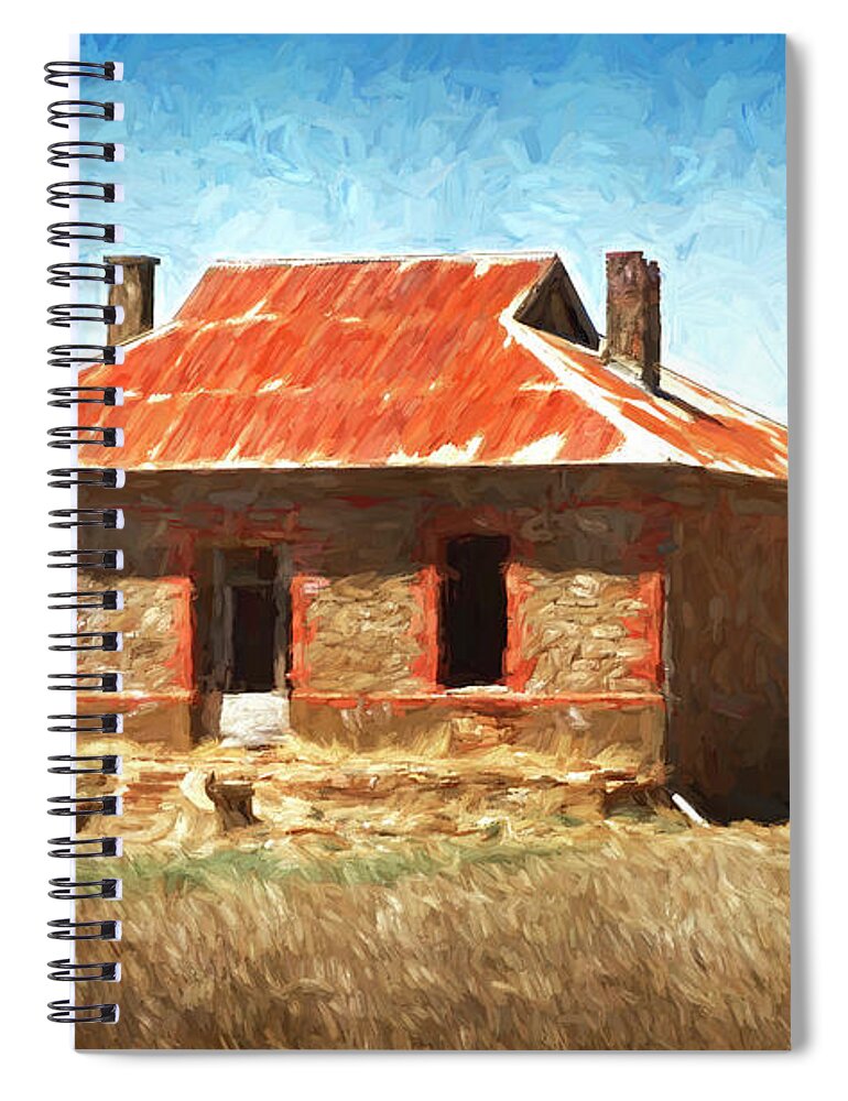Farm Spiral Notebook featuring the digital art Abandoned Farmhouse by Wayne Sherriff