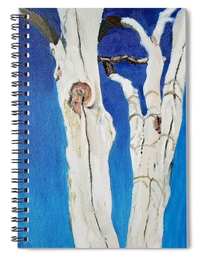 Tree Spiral Notebook featuring the painting Abbie's Trees by Vera Smith