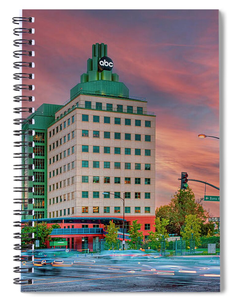 Abc Entertainment Hq Spiral Notebook featuring the photograph Magic Hour Sunset ABC Burbank by David Zanzinger