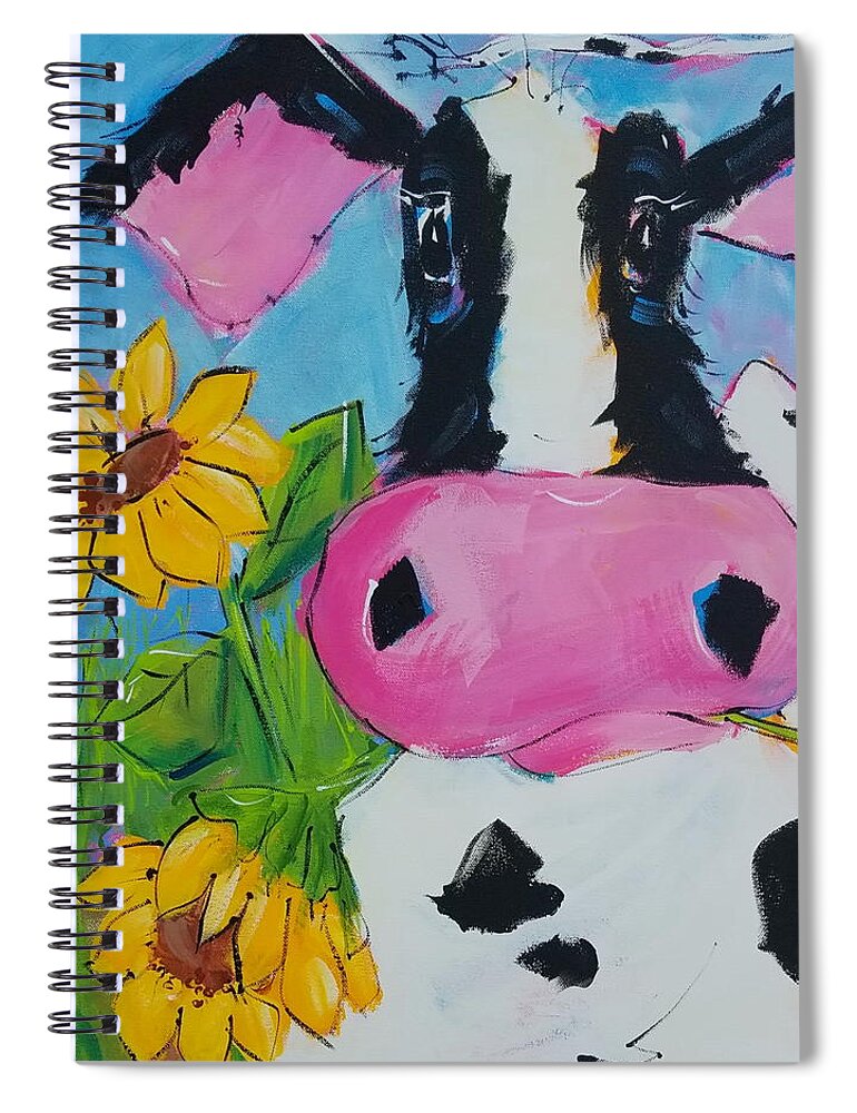 Cow Spiral Notebook featuring the painting Abigail by Terri Einer