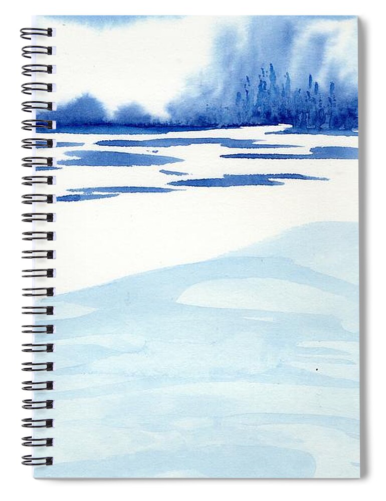 Blue Spiral Notebook featuring the painting About to Cross the Lake by Tammy Nara