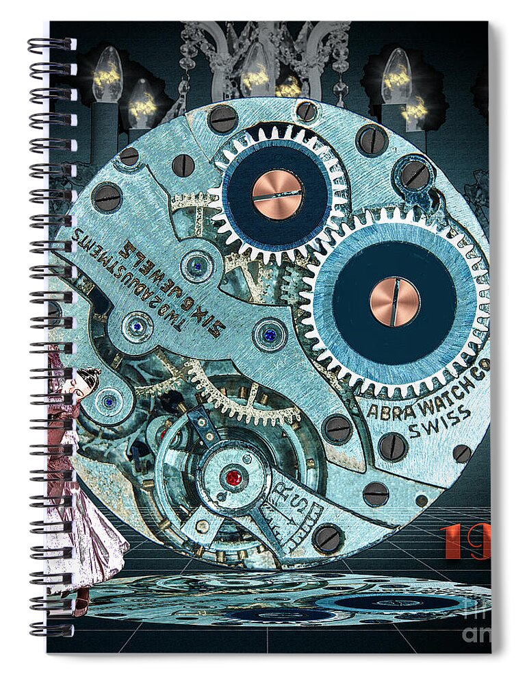 Elgin Spiral Notebook featuring the digital art Abra Watch Co. Wrist Watch 6 Jewel Swiss Made by Anthony Ellis