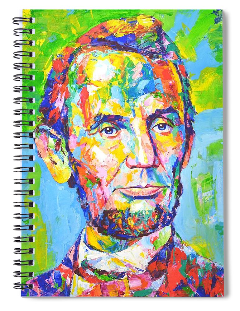 Abraham Lincoln Spiral Notebook featuring the painting 	Abraham Lincoln by Iryna Kastsova