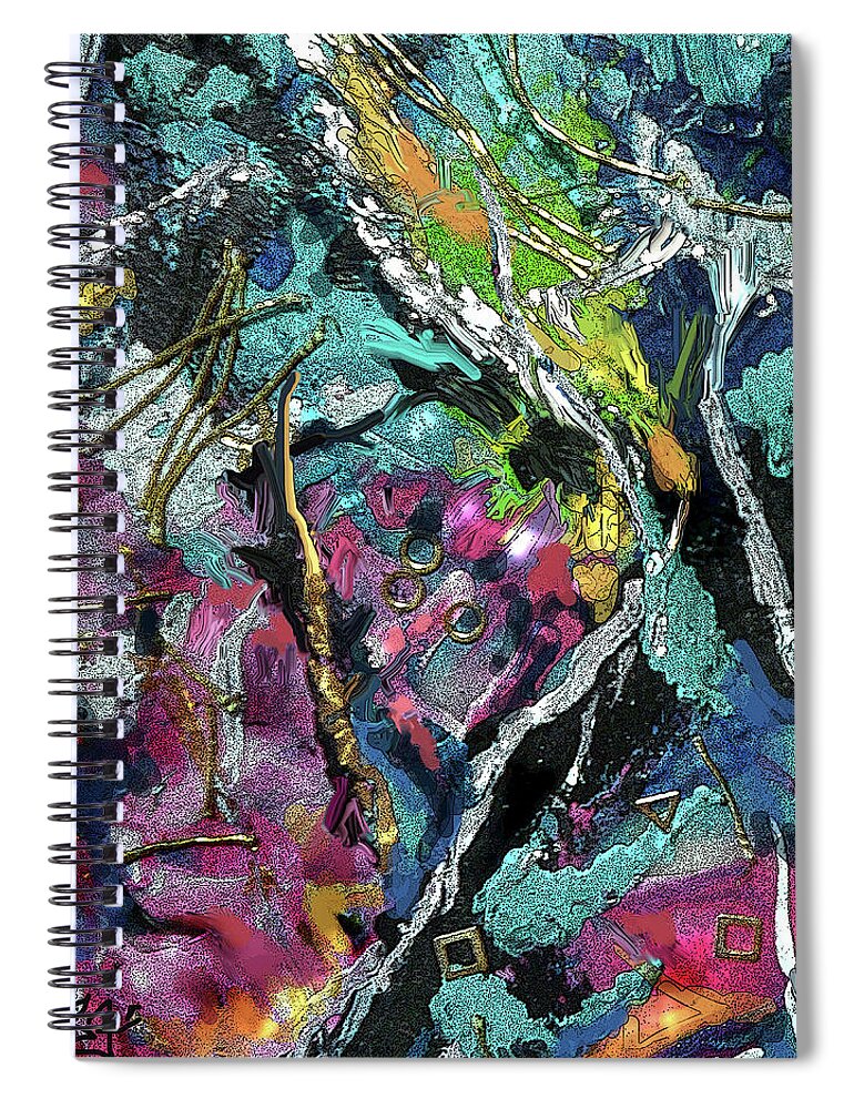 Encaustic Spiral Notebook featuring the painting Abstract 9-26-21 by Jean Batzell Fitzgerald