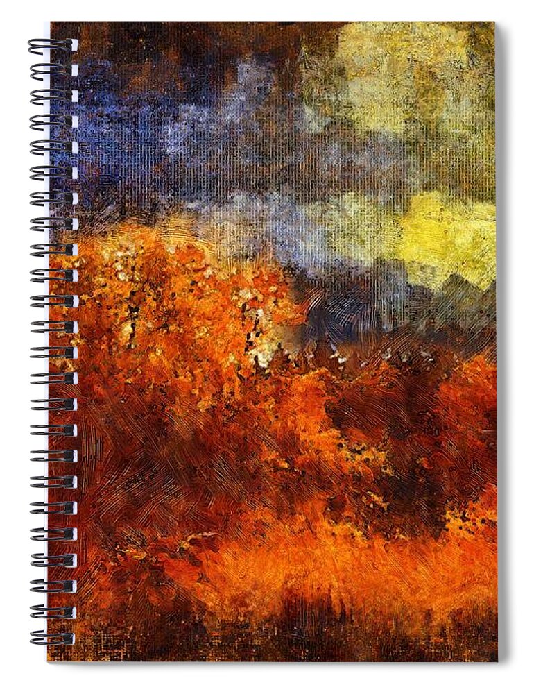 Abstract Spiral Notebook featuring the mixed media Abstract Autumn by Christopher Reed