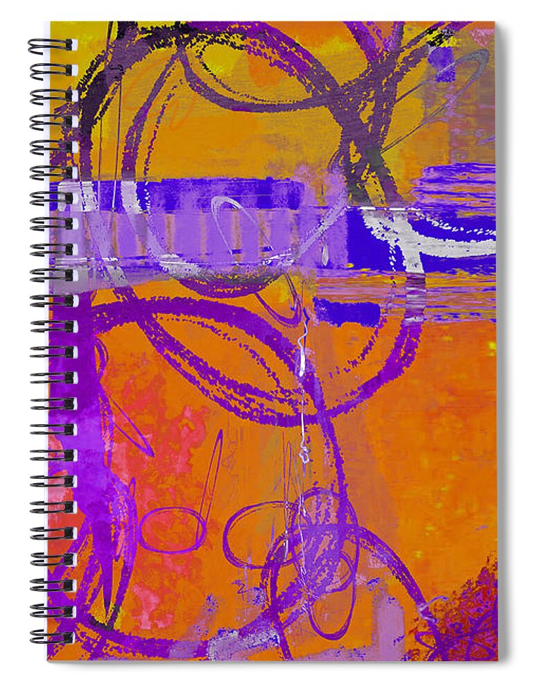 Abstract Blue Red Orange Artwork Spiral Notebook featuring the mixed media Abstract Blue Green Art - In Hope We Gather in Orange by Patricia Awapara