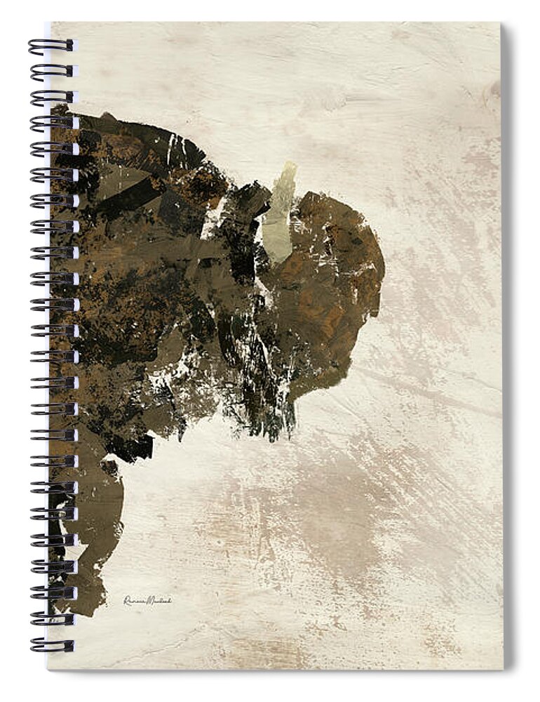 Abstract Spiral Notebook featuring the digital art Abstract Buffalo by Ramona Murdock