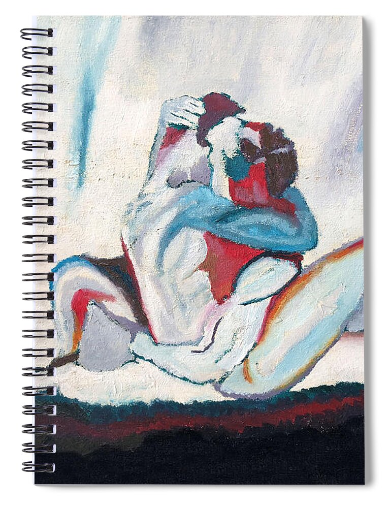 Abstract Spiral Notebook featuring the painting Abstract Couple by Troy Caperton