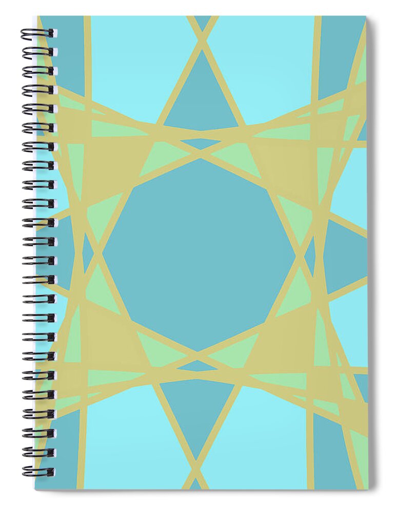 Home Decor Spiral Notebook featuring the digital art Abstract Flower - Modern Design Pattern in Blue and Yellow by Patricia Awapara