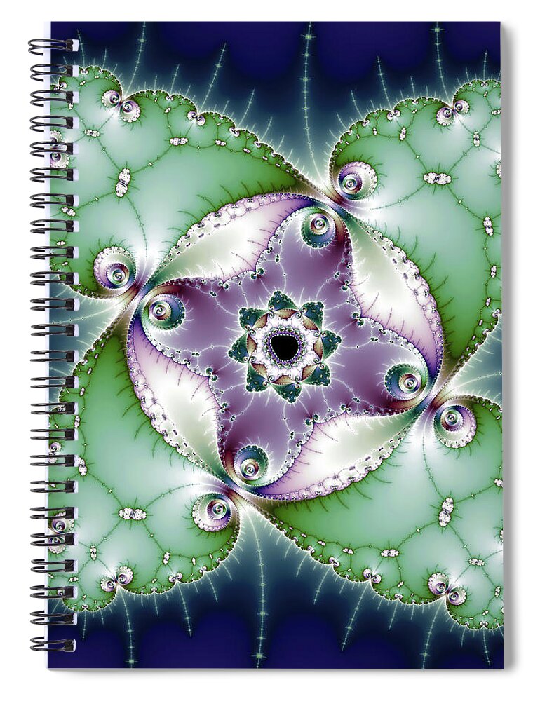 Fractal Spiral Notebook featuring the digital art Abstract Fractal Art Green Purple Blue by Matthias Hauser