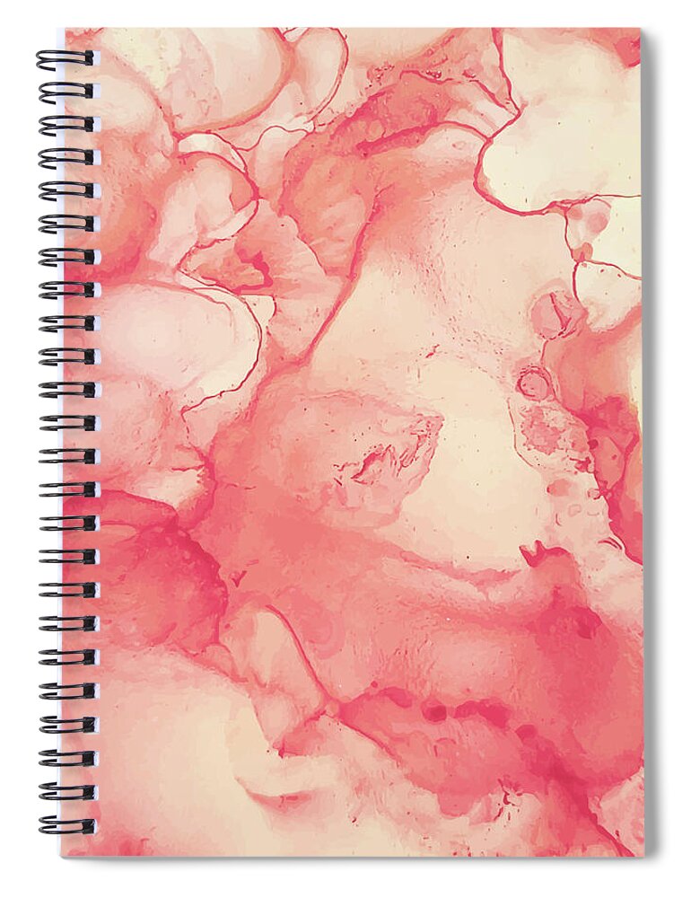 Abstract Spiral Notebook featuring the digital art Abstract Fresh Pink Ink Liquid by Sambel Pedes