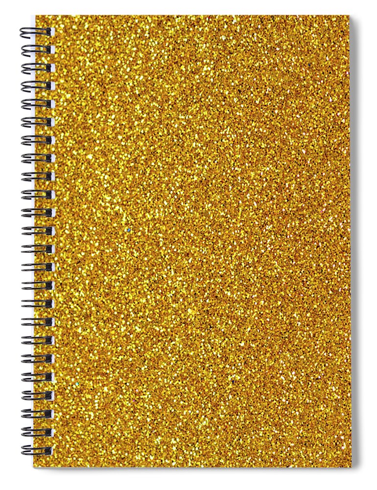 Golden Spiral Notebook featuring the photograph Abstract gold textured banner. Christmas and New Year luxury des by Jelena Jovanovic