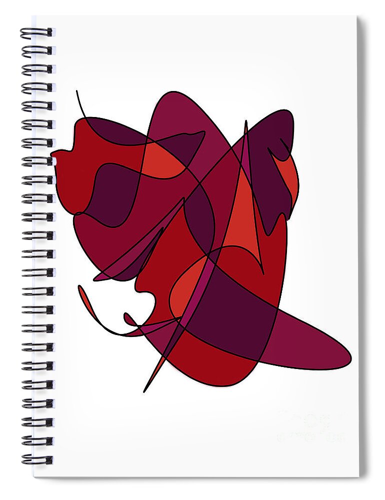 Abstract Spiral Notebook featuring the digital art Abstract Lines And Curves In Red by Kirt Tisdale