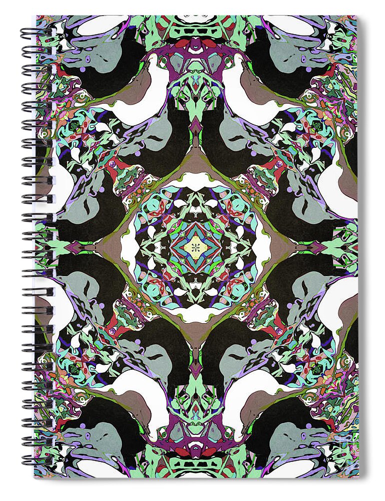 Symmetry Spiral Notebook featuring the digital art Abstract Mandala by Phil Perkins