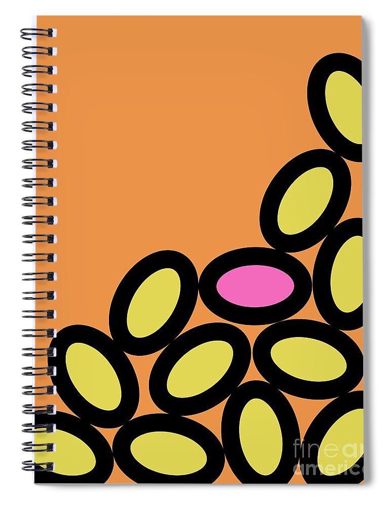 Abstract Spiral Notebook featuring the digital art Abstract Ovals on Orange by Donna Mibus