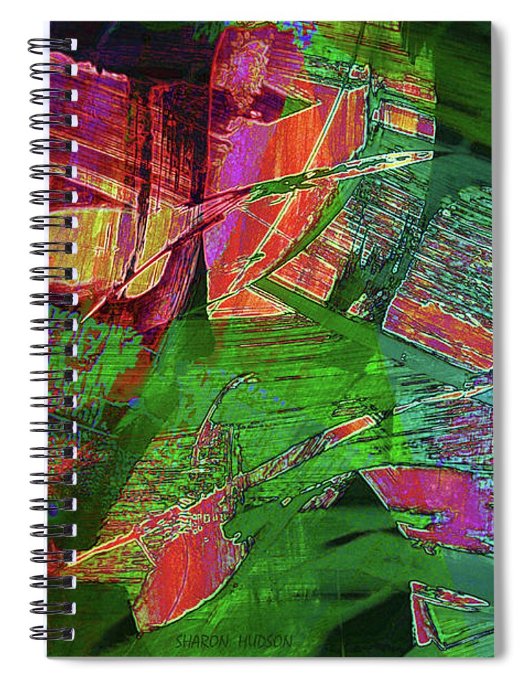 Abstract Spiral Notebook featuring the photograph abstract painting - Paint on Glass by Sharon Hudson