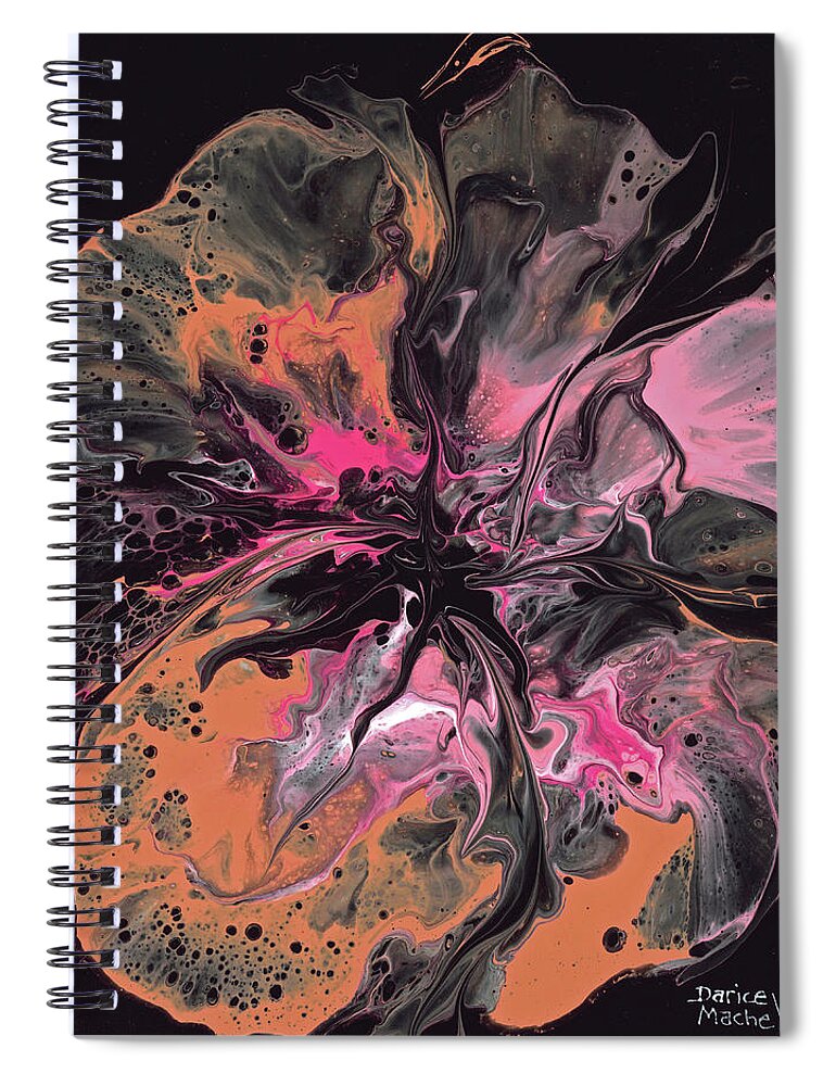 Abstract Spiral Notebook featuring the painting Abstract Peach Hibiscus by Darice Machel McGuire