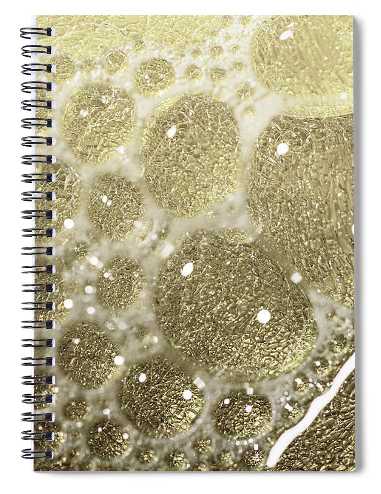 Abstract Photography Spiral Notebook featuring the photograph Abstract Photography - Golden Bubbles by Amelia Pearn