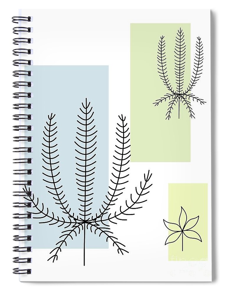 Botanical Spiral Notebook featuring the digital art Abstract Plants Pastel 1 by Donna Mibus