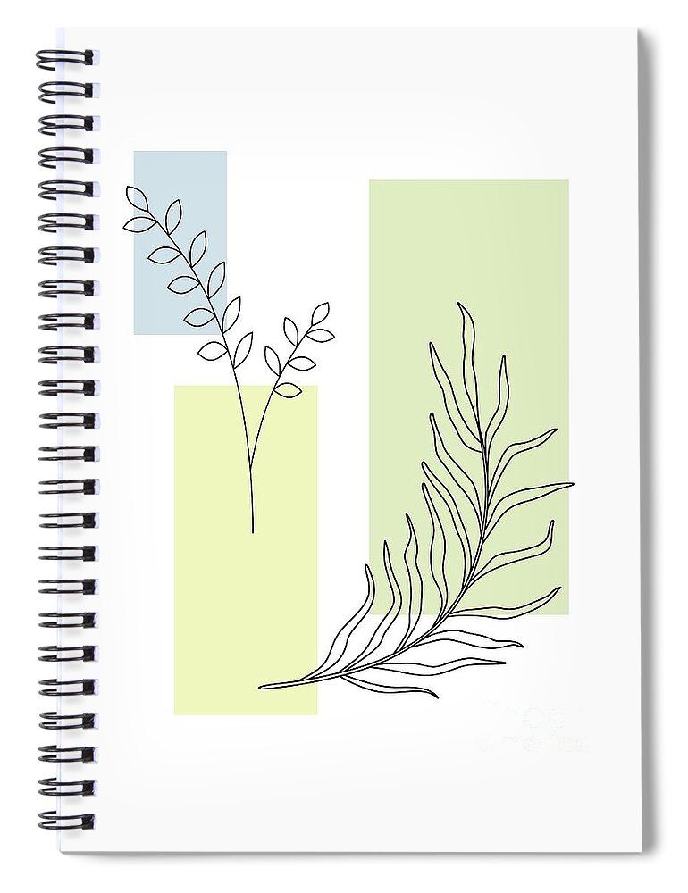 Botanical Spiral Notebook featuring the digital art Abstract Plants Pastel 2 by Donna Mibus