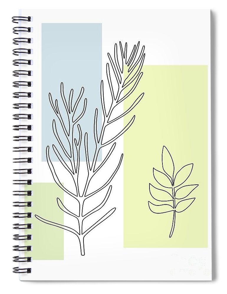 Botanical Spiral Notebook featuring the digital art Abstract Plants Pastel 3 by Donna Mibus